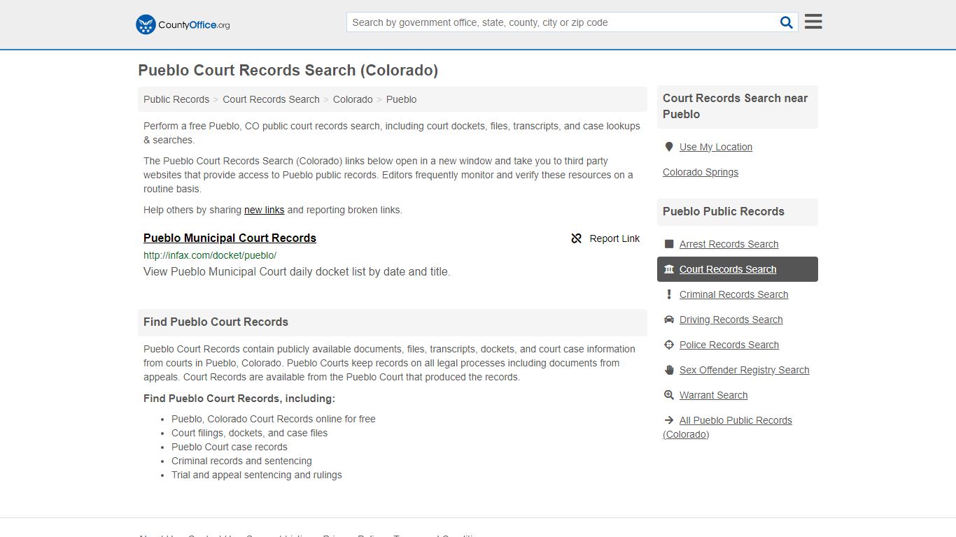 Pueblo Court Records Search (Colorado) - County Office